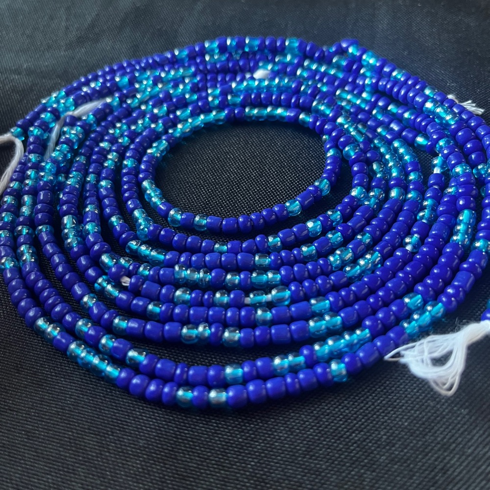 Icy blue waist beads